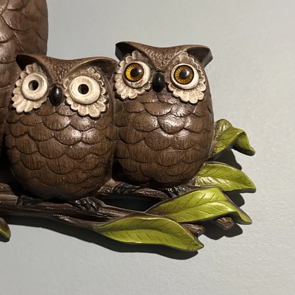 Vtg Burwood New Haven Owl Family Wall Clock 457-1 MCM Works 1972 Prop READ